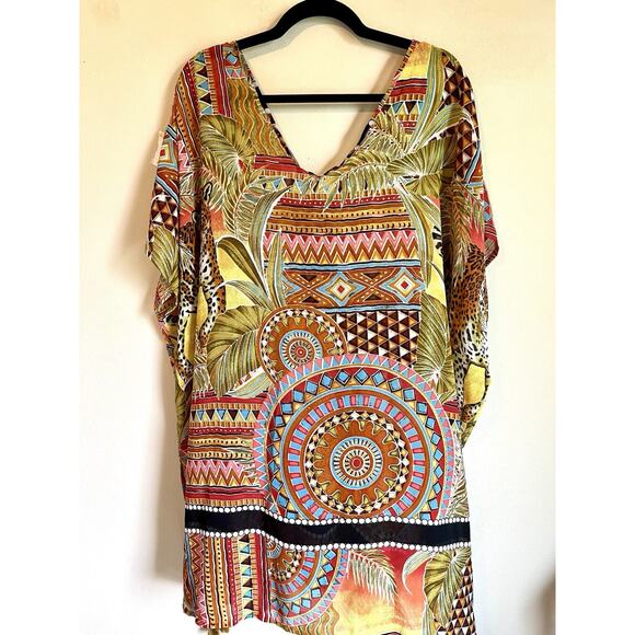 VIOLET SKY Beach Swim Cover Up Kimono Jungle Safari Tassels Resort Cruise XLarge - Picture 7 of 10